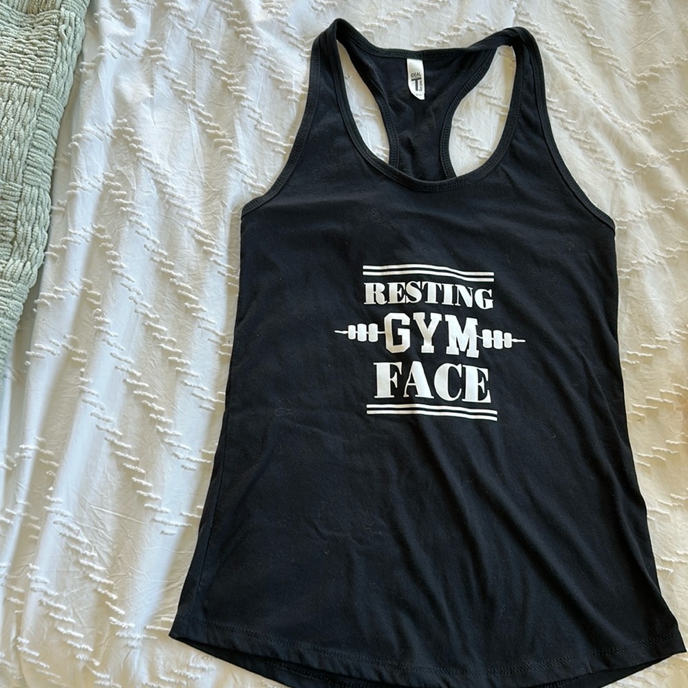 Resting gym face tank top